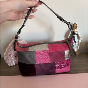 mid-2000s Coach pink patchwork mini shoulder bag